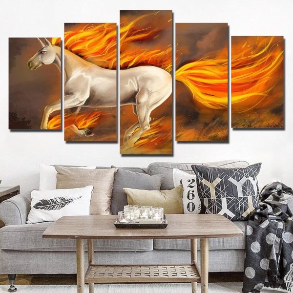 tableau licorne flamme