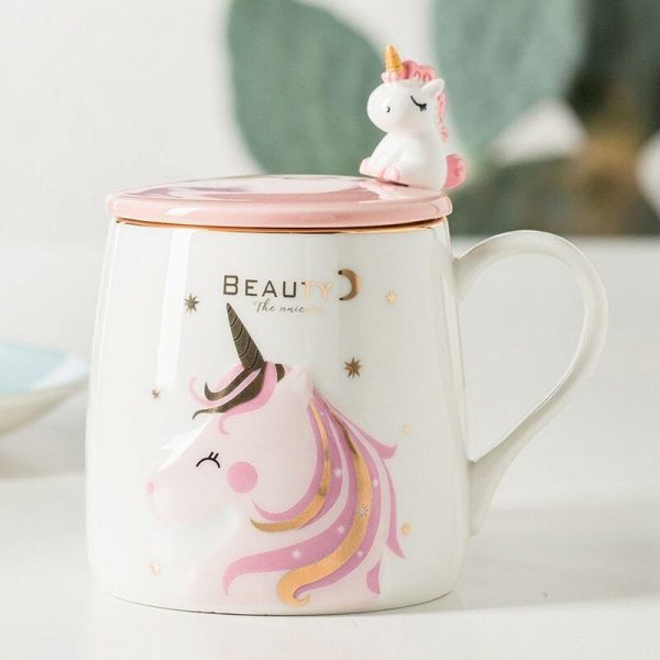 mug licorne rose