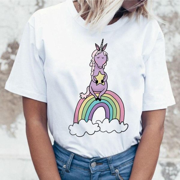 t-shirt licorne arc-en-ciel de nuit