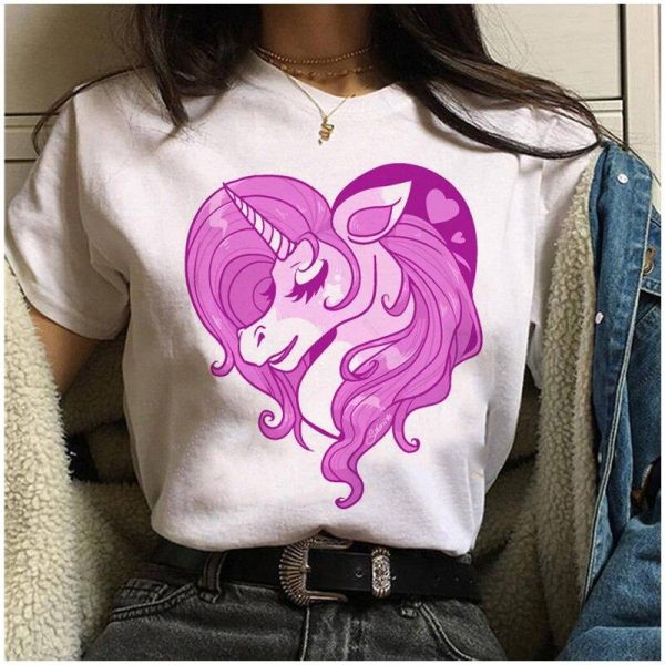 t-shirt licorne cœur femme