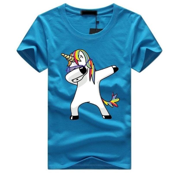 t-shirt licorne homme bleu