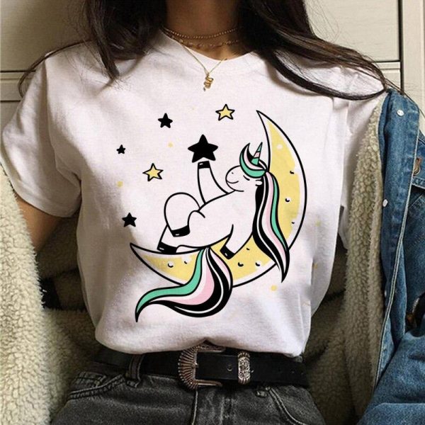 T-Shirt Licorne Lune Femme
