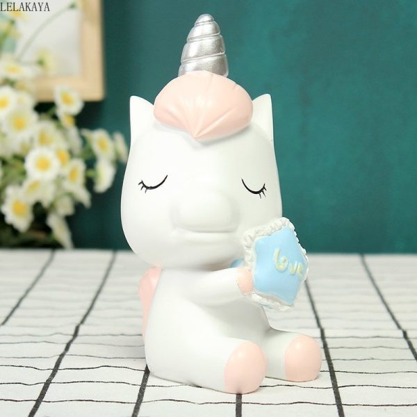 tirelire licorne mignonne rose en résine