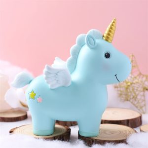 tirelire licorne kawaii bleu