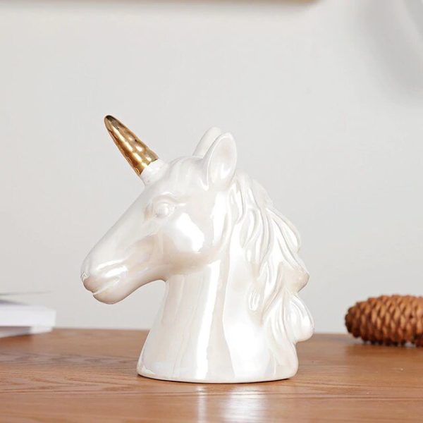 tirelire licorne blanche en céramique