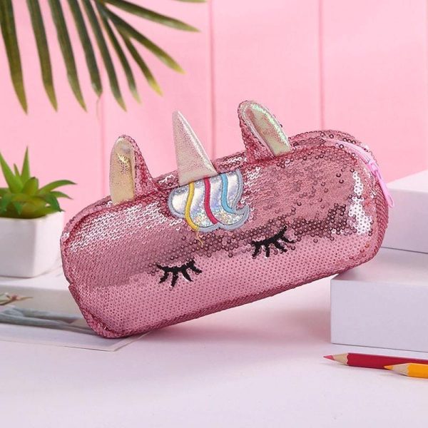 trousse licorne paillettes taupe