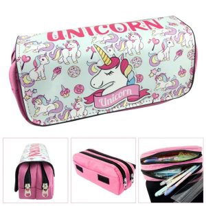 trousse licorne scolaire 2 compartiments