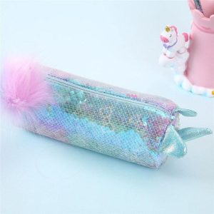 trousse licorne sequins vert
