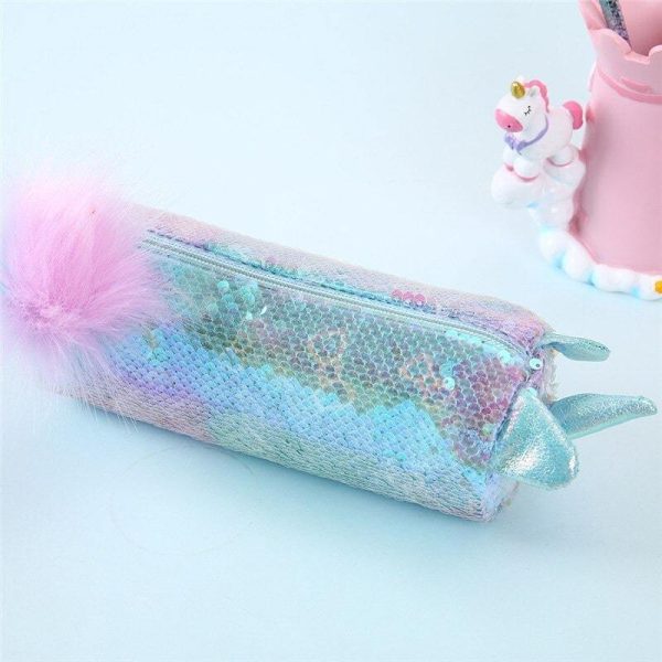 trousse licorne sequins vert
