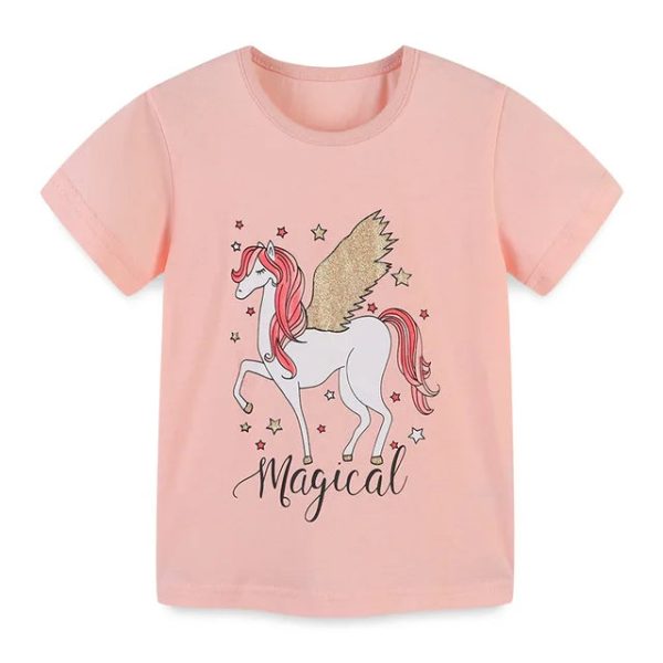 t-shirt licorne pégase rose