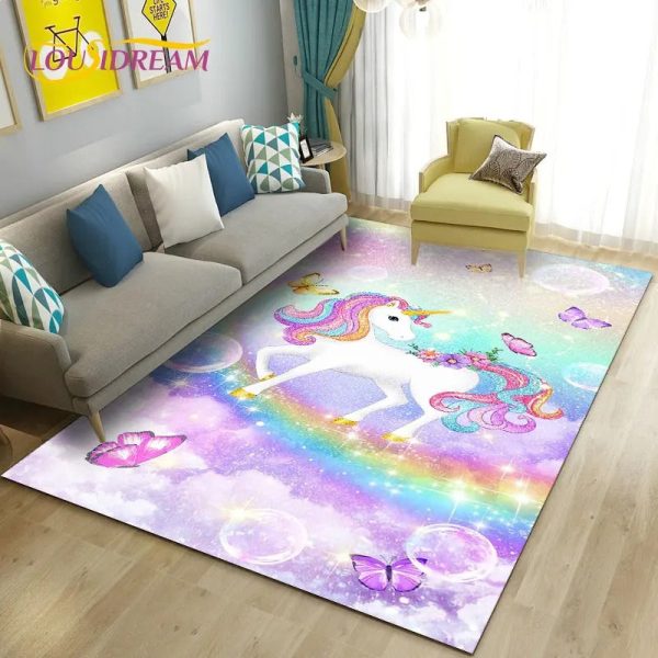 tapis licorne multicolore