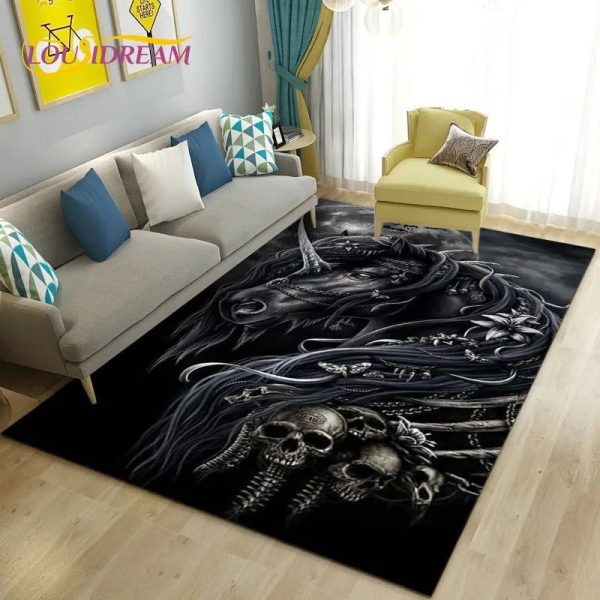 tapis licorne tête de mort