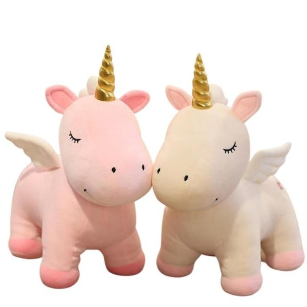 peluche licorne avec corne dorée