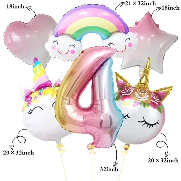 ballons d'anniversaire licorne pastel