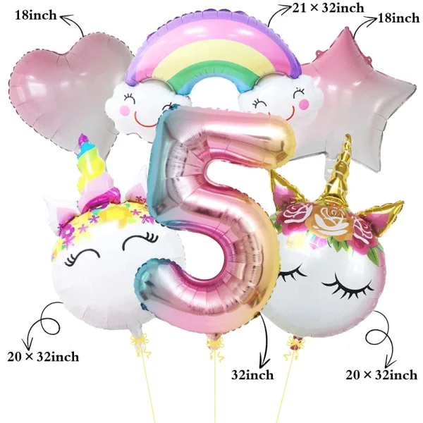 ballons d'anniversaire licorne pastel