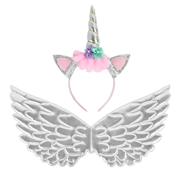 bandeau licorne avec ailes argenté