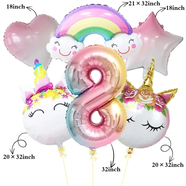 ballons d'anniversaire licorne pastel