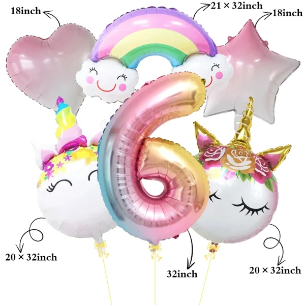 ballons d'anniversaire licorne pastel
