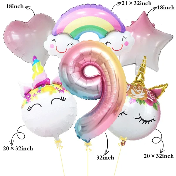 ballons d'anniversaire licorne pastel