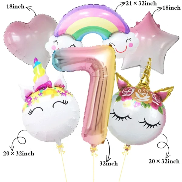ballons d'anniversaire licorne pastel 7