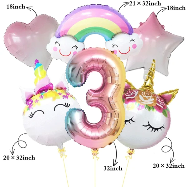 ballons d'anniversaire licorne pastel 3