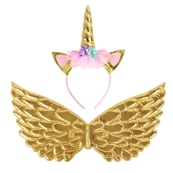 serre-tête licorne pour filles orné d'ailes doré