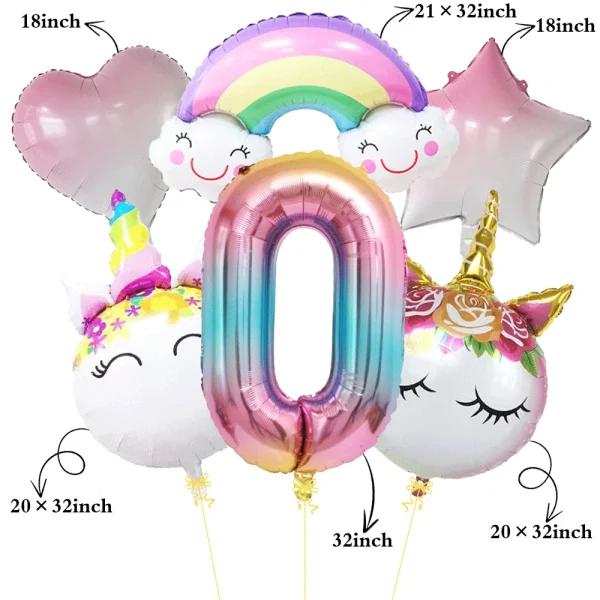 ballons d'anniversaire licorne pastel