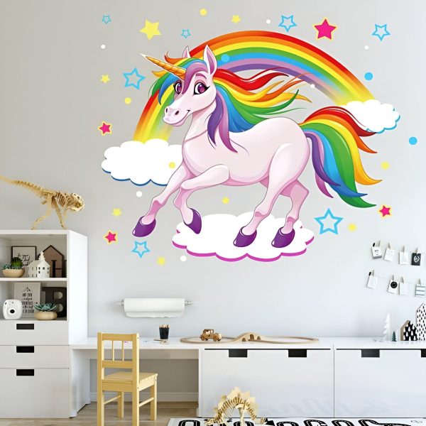 autocollants muraux licorne arc-en-ciel