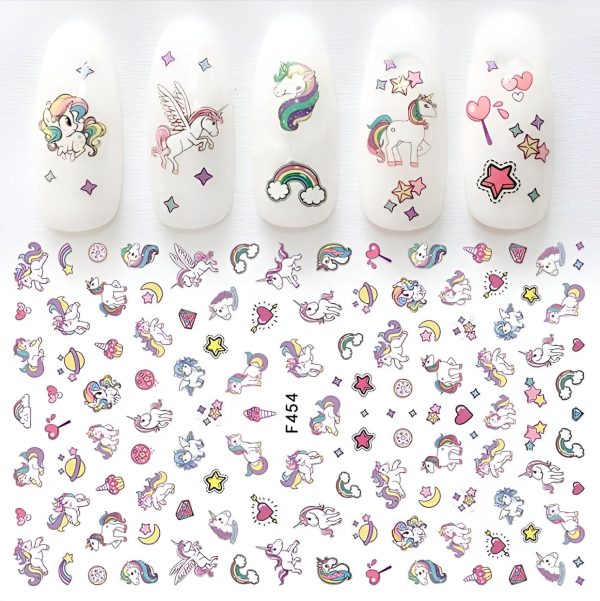 autocollants pour ongles Licorne colorés