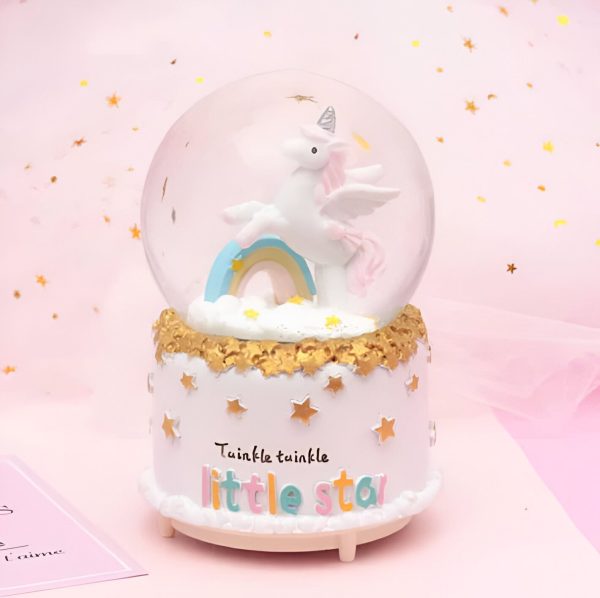boule à neige Licorne disco lumineuse