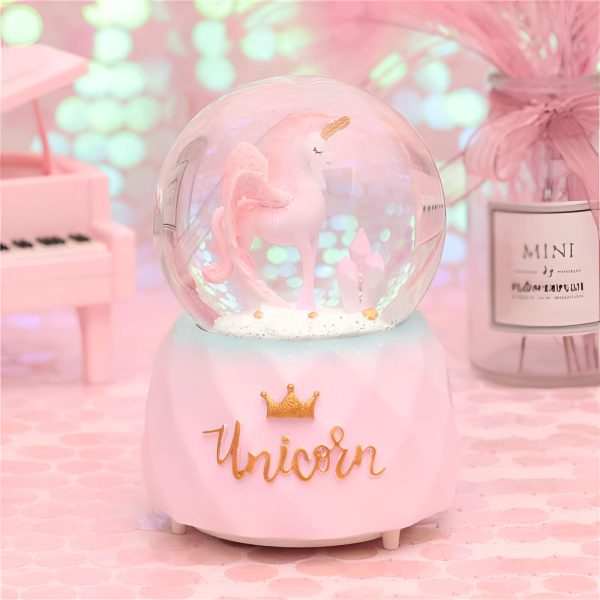 Boule de Neige Magique Licorne Rose