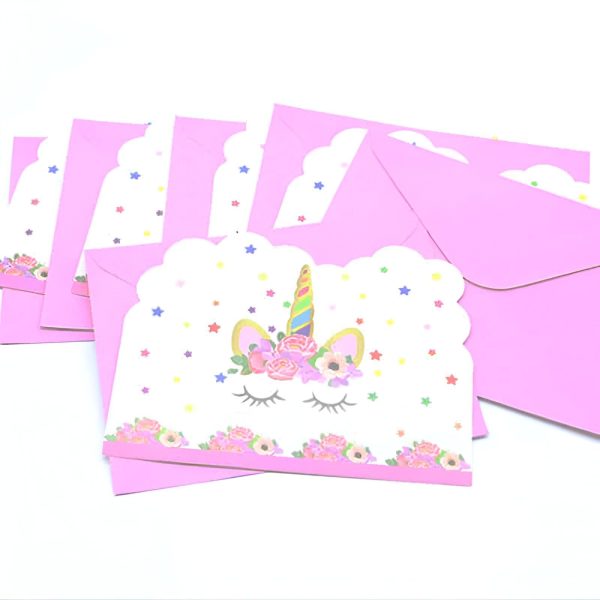 Carte d'invitation anniversaire 1 an Licorne rose
