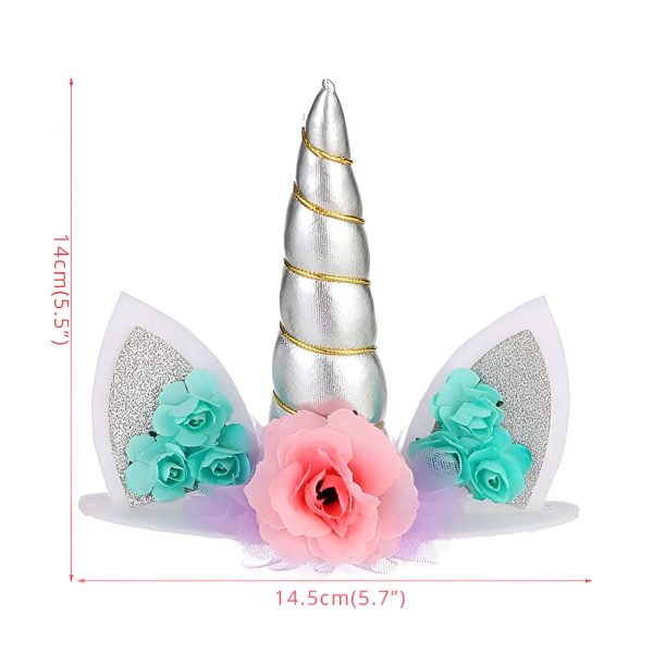 décoration de gâteau Licorne argentée pour anniversaire