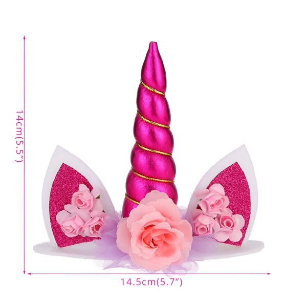 Décoration Licorne rose scintillante pour gâteau