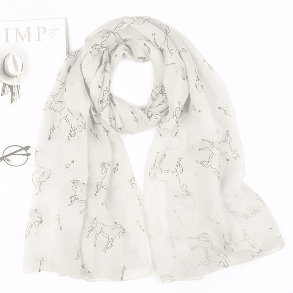 écharpe blanche avec motifs de licornes