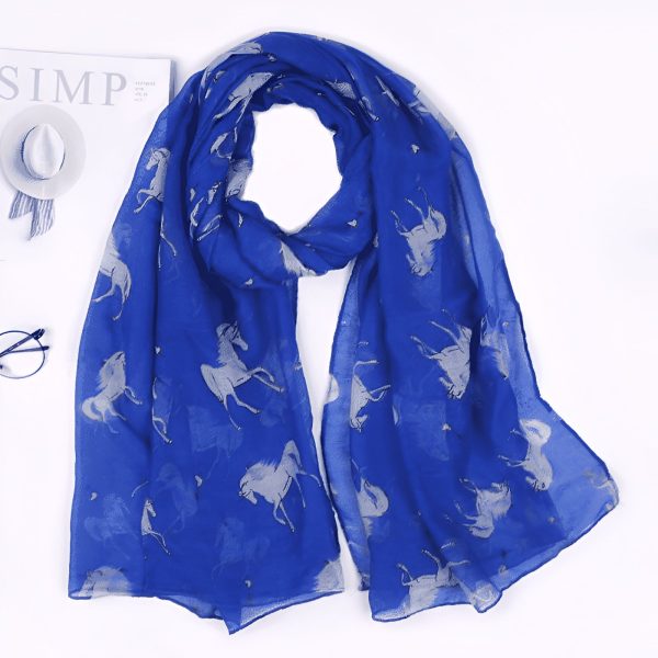 Écharpe bleue Licorne à corne et pompons