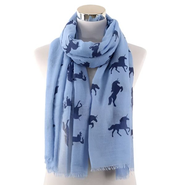 écharpe chaude et douce Licorne bleu foncé