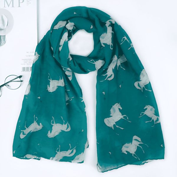 écharpe femme verte motif licorne