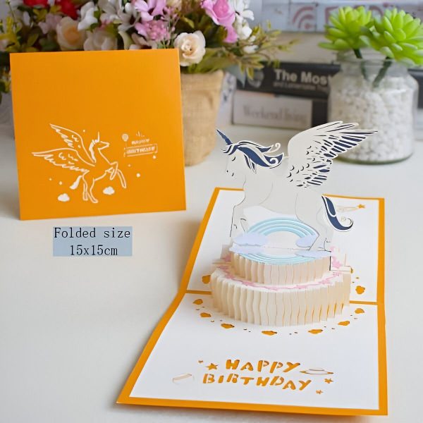 invitation d'anniversaire numérique 3D licorne