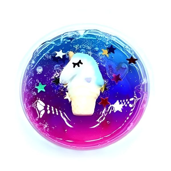 jouet caca licorne en slime arc en ciel