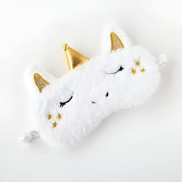 masque de sommeil licorne blanc et doré