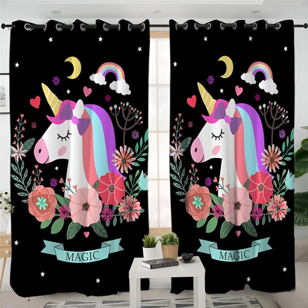 rideaux licorne fleurs magiques