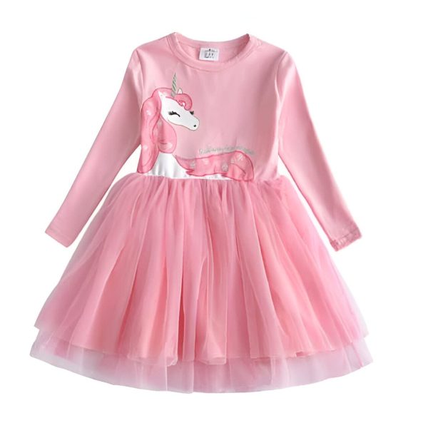 Robe d'Anniversaire Licorne Rose pour Fille