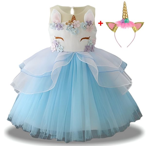 robe licorne fête d'anniversaire bleu