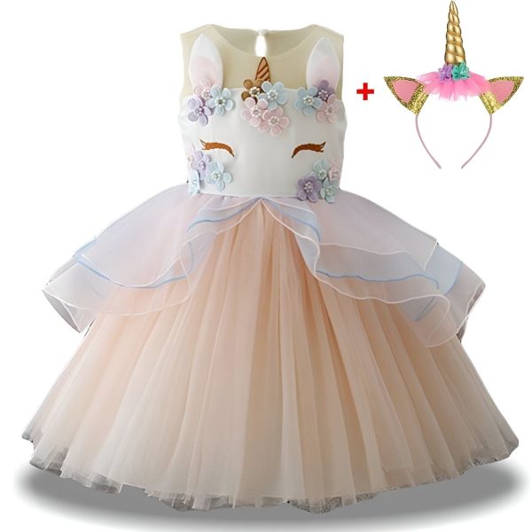 robe licorne fête d'anniversaire orange