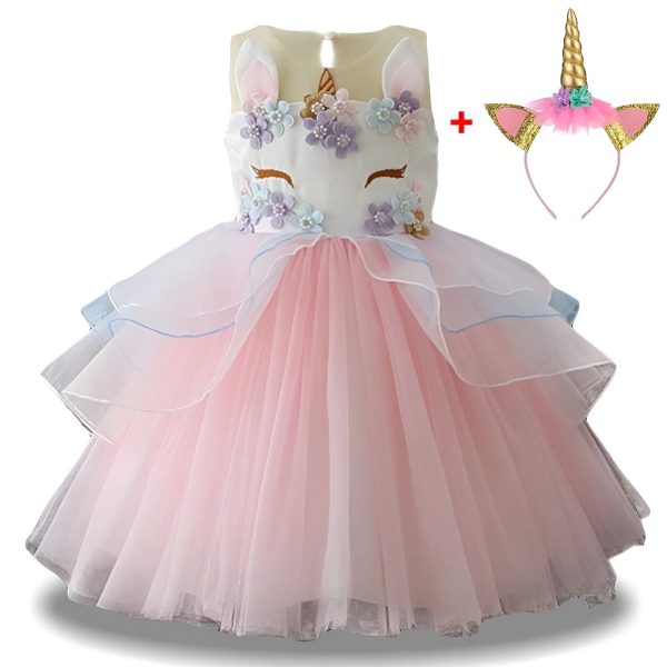 Robe Licorne Fête d'Anniversaire Rose