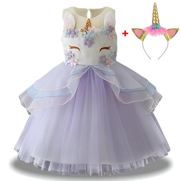 robe licorne fête d'anniversaire violet