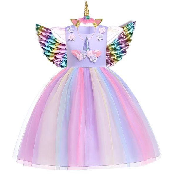 Robe Licorne Fille Anniversaire Multi-Couleur