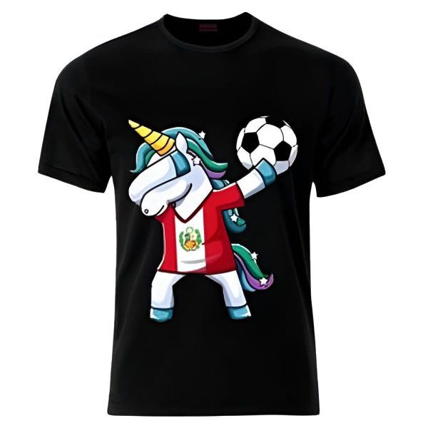 T-shirt Licorne faisant un dab avec un ballon de football