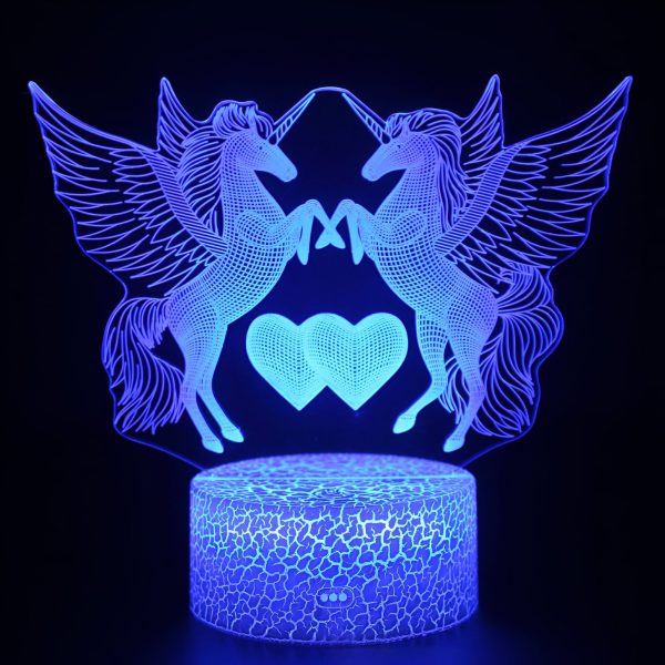 veilleuse licorne et coeurs
